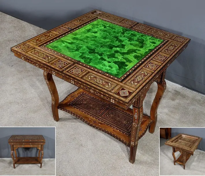 Pamono Syrian Games Table in Marquetry and Inlays Discount