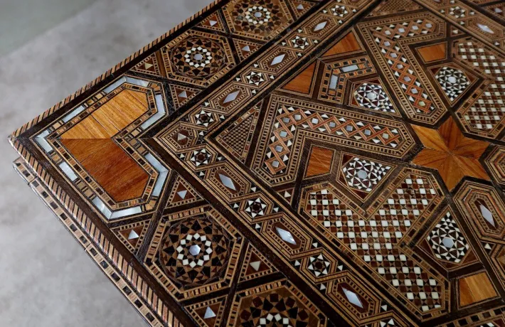 Pamono Syrian Games Table in Marquetry and Inlays Discount