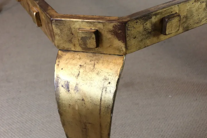 Pamono Table and Chairs in Gilded Iron, Set of 9