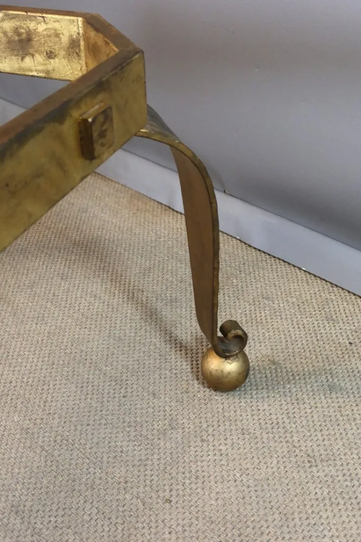 Pamono Table and Chairs in Gilded Iron, Set of 9