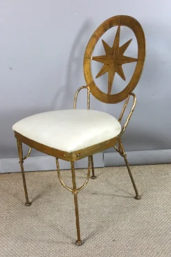 Pamono Table and Chairs in Gilded Iron, Set of 9