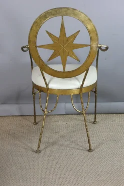 Pamono Table and Chairs in Gilded Iron, Set of 9