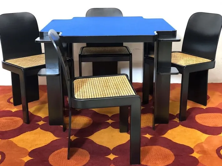 Pamono Table and Game Chairs Set by Pierluigi Molinari, 1970s, Set of 5 Clearance