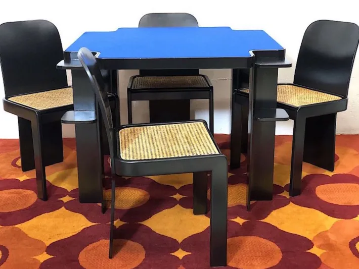 Pamono Table and Game Chairs Set by Pierluigi Molinari, 1970s, Set of 5 Clearance