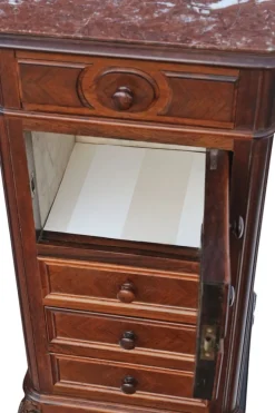 Pamono Tall Antique Parquetry Veneer Bedside Tables, 1910s, Set of 2 Sale