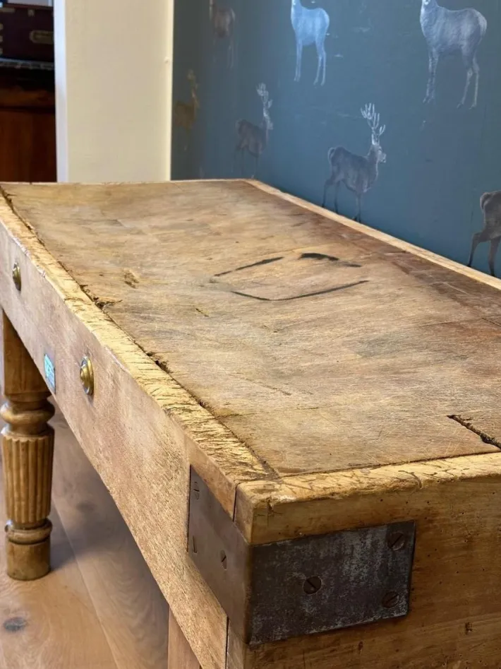 Pamono Tan Beech Butcher Table Sale