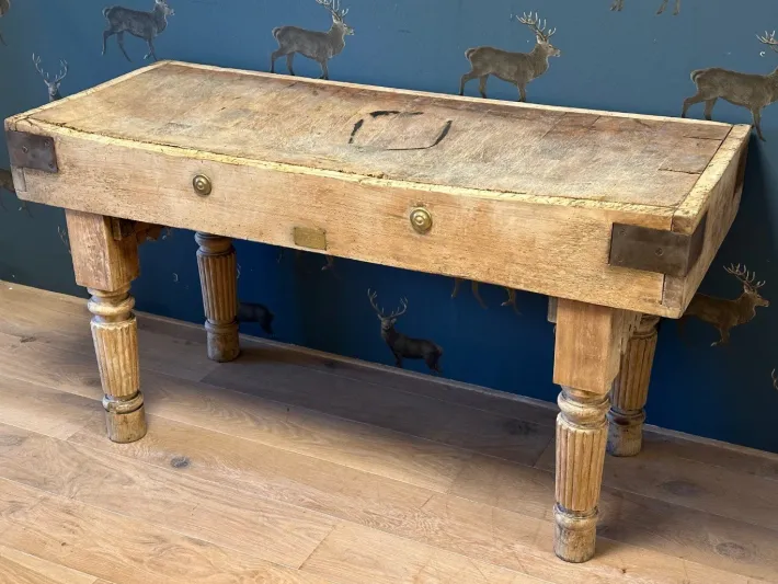 Pamono Tan Beech Butcher Table Sale