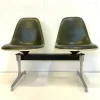 Pamono Tandem Bench in Fiberglas and Leather Seat by Charles & Ray Eames for Herman Miller, 1960s Discount