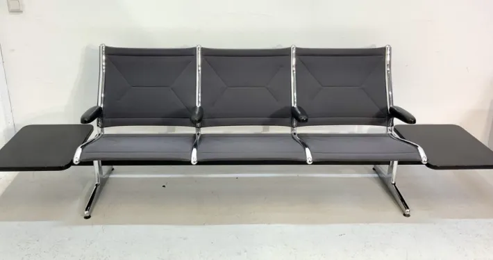 Pamono Tandem Sling Airport Seat Bench with Table by Charles & Ray Eames for Herman Miller, 1960s, USA Outlet