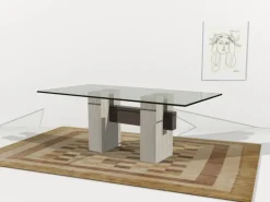 Pamono Tapies Dining Table in Natural Travertine Marble with Oxide Slate Crossbar by Joaquín Moll for Meddel Best
