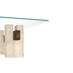 Pamono Tapies Dining Table in Natural Travertine Marble with Oxide Slate Crossbar by Joaquín Moll for Meddel Best