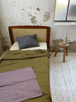 Pamono Teak and Cane Bed attributed to Roger Landault, 1960s New