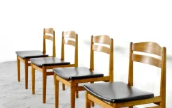 Pamono Teak and Leatherette Dining Chairs, 1960s, Set of 4 Sale