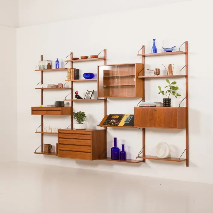 Pamono Teak 4-Bay Wall Unit by Poul Cadovius for Cado, Denmark, 1960s Sale