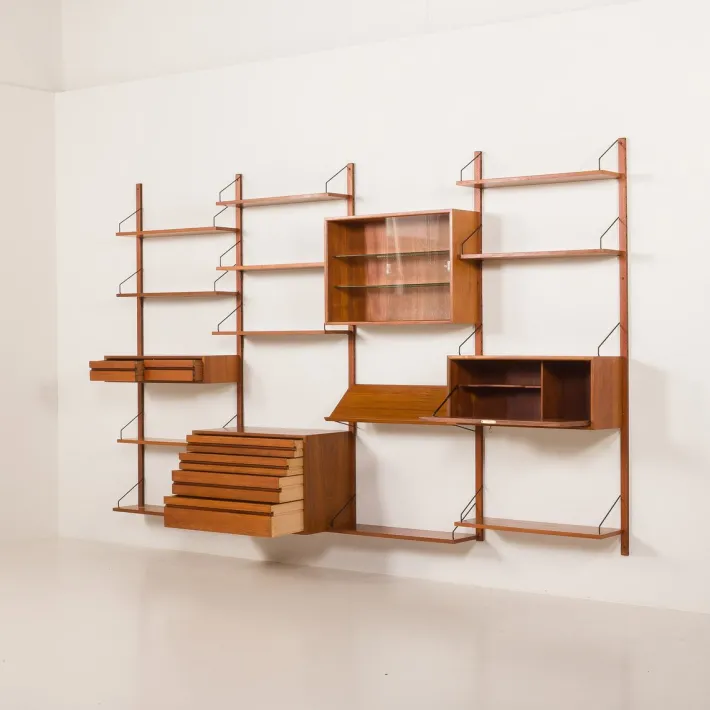Pamono Teak 4-Bay Wall Unit by Poul Cadovius for Cado, Denmark, 1960s Sale