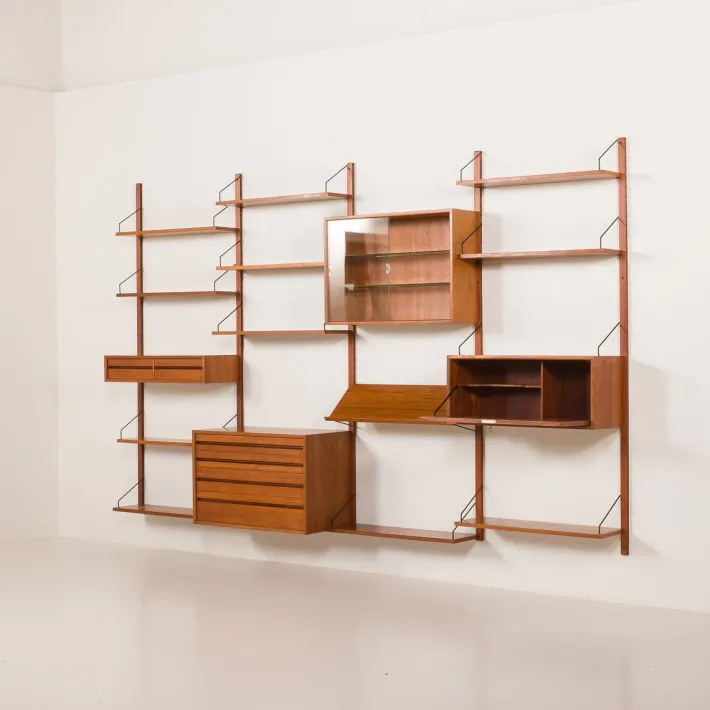Pamono Teak 4-Bay Wall Unit by Poul Cadovius for Cado, Denmark, 1960s Sale