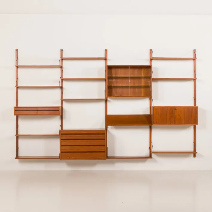Pamono Teak 4-Bay Wall Unit by Poul Cadovius for Cado, Denmark, 1960s Sale