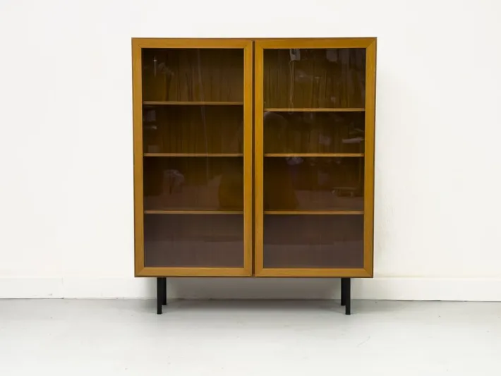 Pamono Teak Cabinet with Glass Doors from Omann Jun, 1960s New