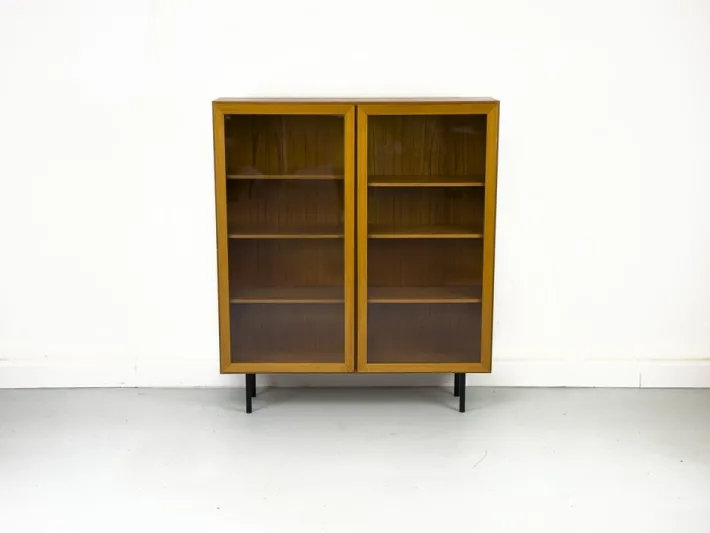 Pamono Teak Cabinet with Glass Doors from Omann Jun, 1960s New