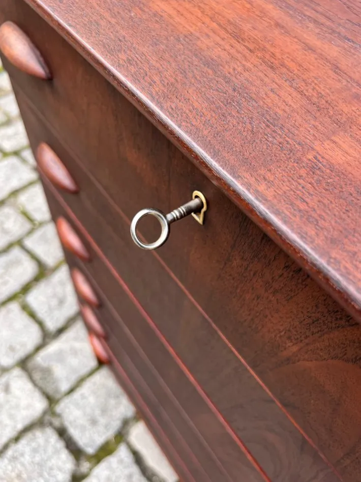 Pamono Teak Chest of Drawers with Lock, Denmark Sale