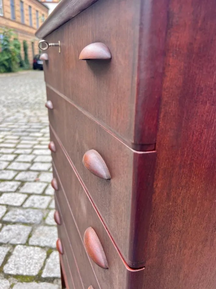 Pamono Teak Chest of Drawers with Lock, Denmark Sale