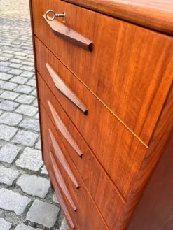 Pamono Teak Chest of Drawers with Lock, Denmark Hot