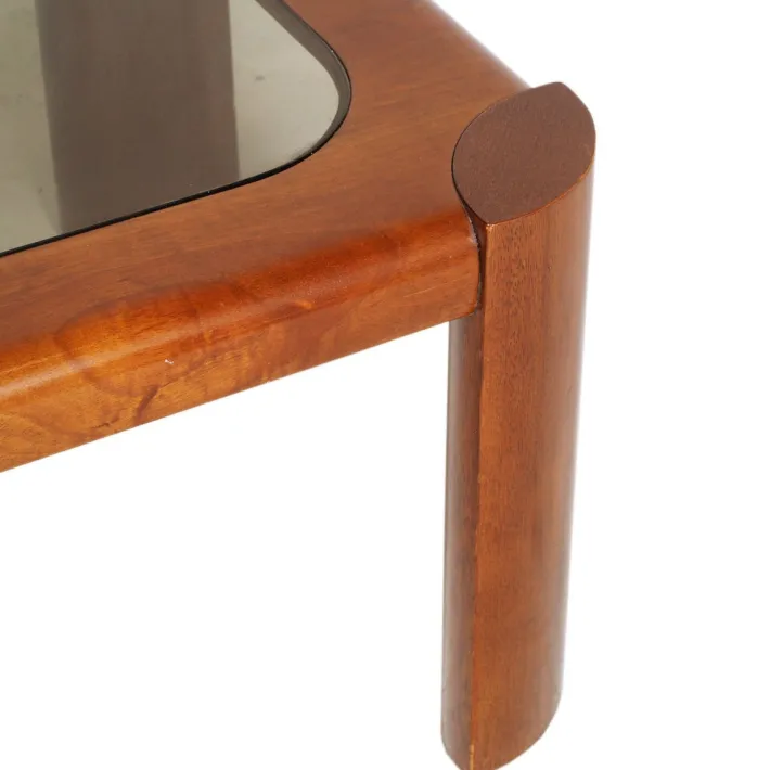 Pamono Teak Coffee Table with Bronzed Smoked Glass Top from Cassina, 1970s Outlet