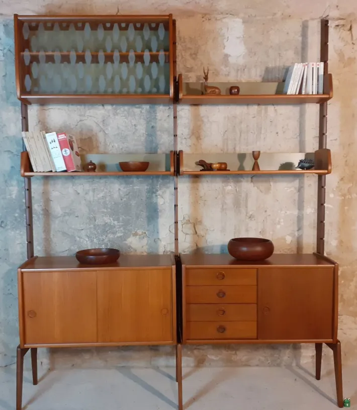 Pamono Teak Ergo Wall Unit with 2 Sections by John Texmon for Blindheim Møbelfabrikk, 1960s Online