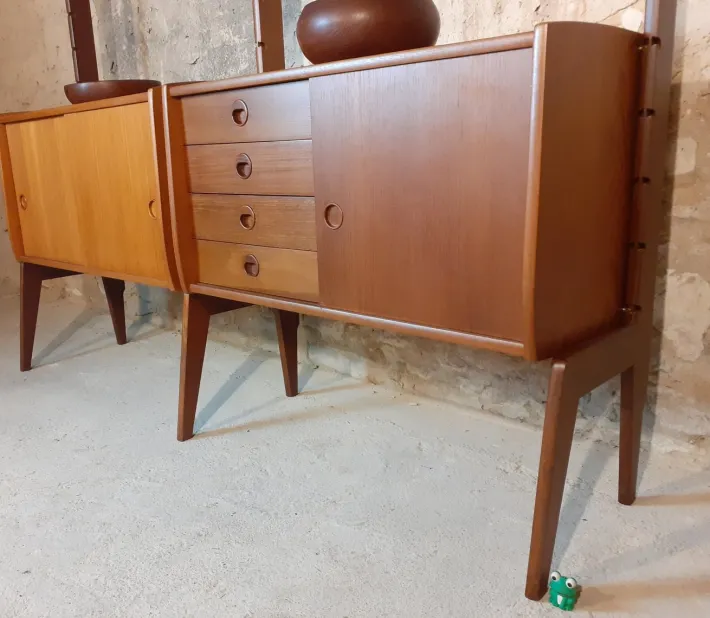 Pamono Teak Ergo Wall Unit with 2 Sections by John Texmon for Blindheim Møbelfabrikk, 1960s Online
