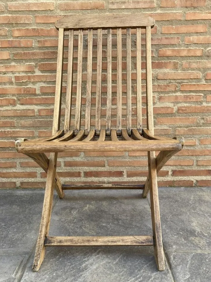 Pamono Teak Folding Deck Chair with Slat Back from Scan Com, 1960s
