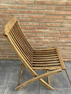Pamono Teak Folding Deck Chair with Slat Back from Scan Com, 1960s