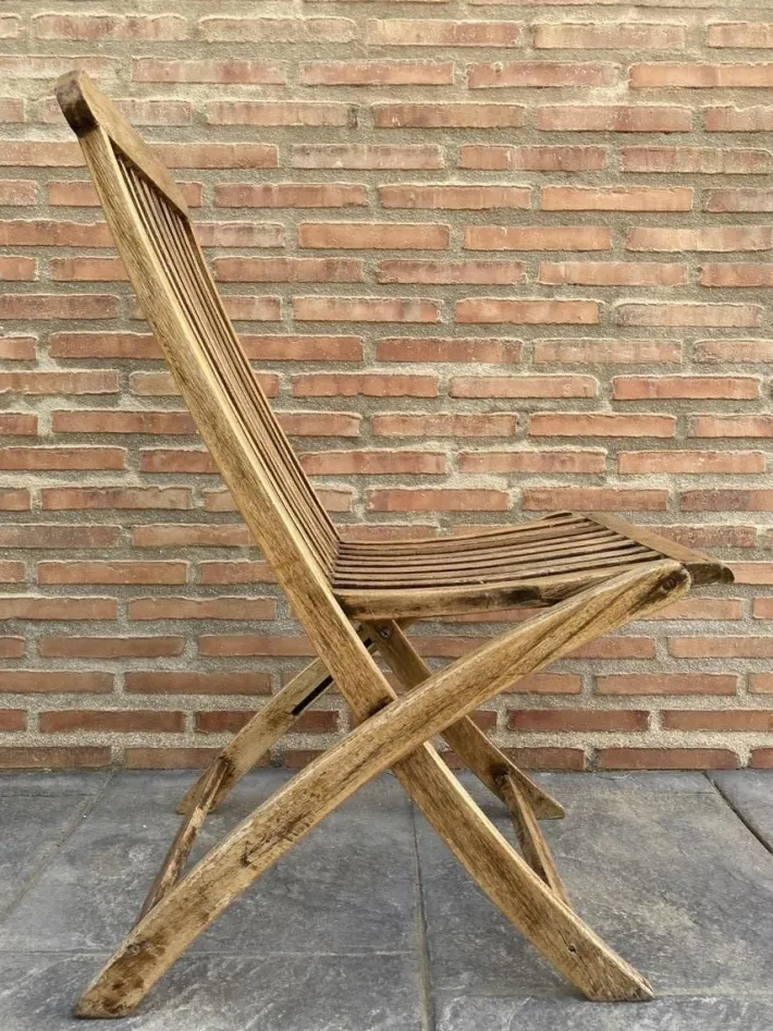 Pamono Teak Folding Deck Chair with Slat Back from Scan Com, 1960s
