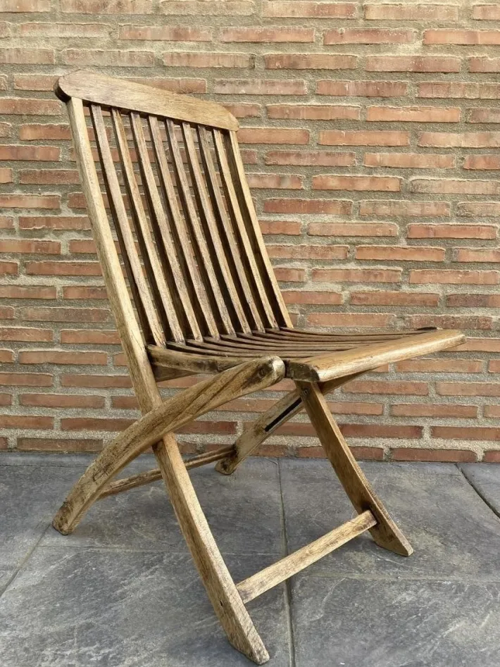 Pamono Teak Folding Deck Chair with Slat Back from Scan Com, 1960s