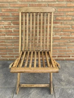 Pamono Teak Folding Deck Chair with Slat Back from Scan Com, 1960s