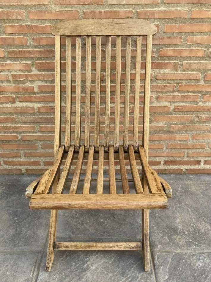 Pamono Teak Folding Deck Chair with Slat Back from Scan Com, 1960s