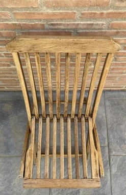 Pamono Teak Folding Deck Chair with Slat Back from Scan Com, 1960s
