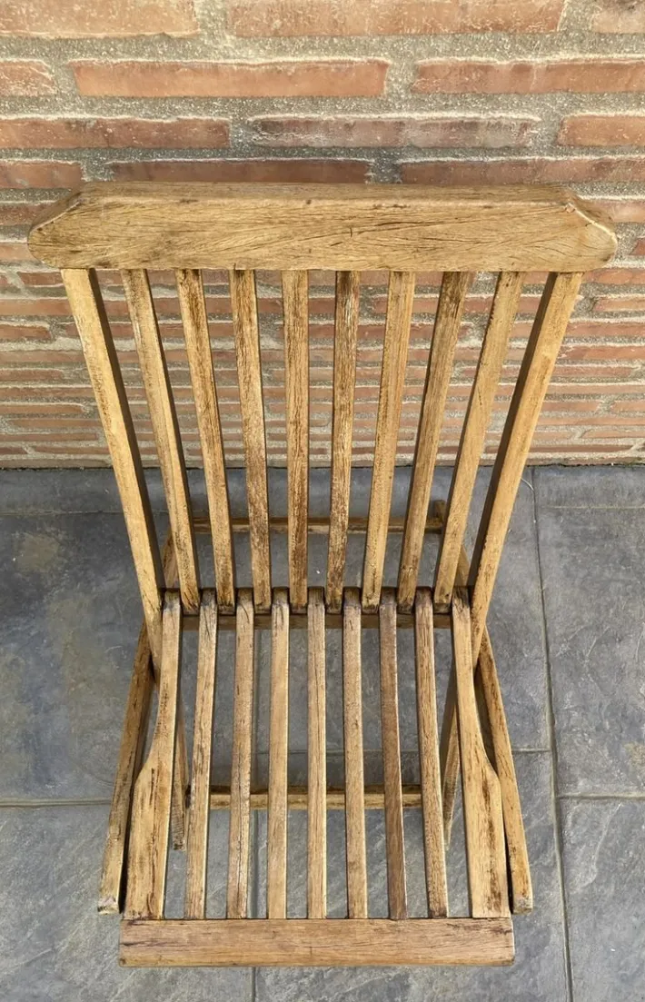Pamono Teak Folding Deck Chair with Slat Back from Scan Com, 1960s