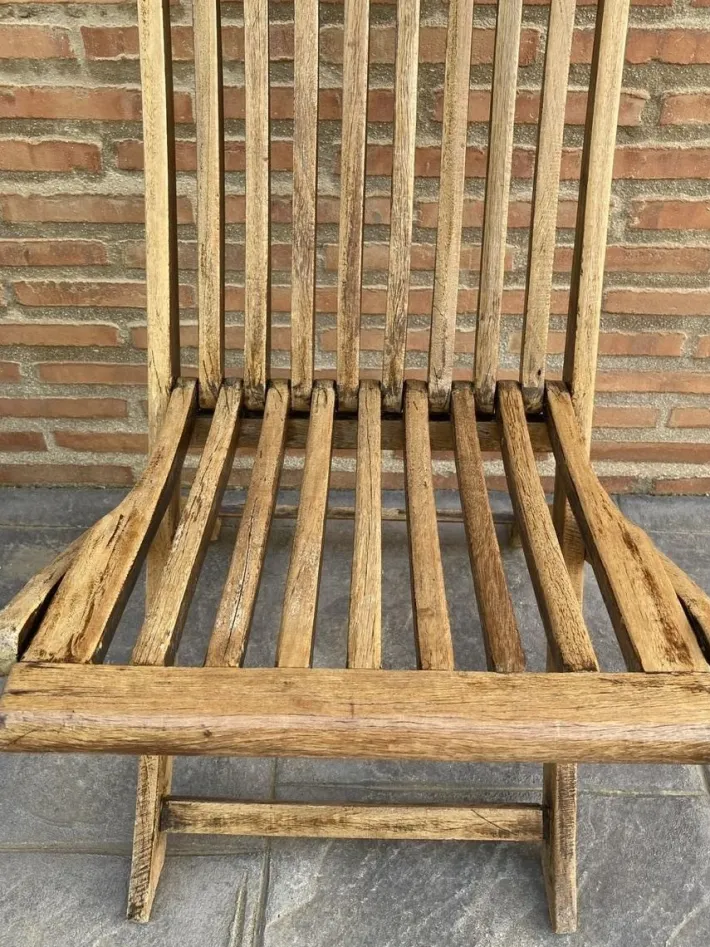 Pamono Teak Folding Deck Chair with Slat Back from Scan Com, 1960s