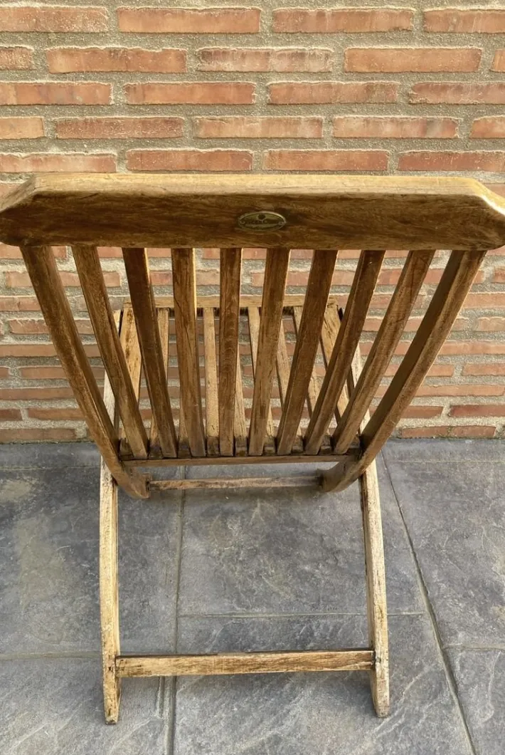 Pamono Teak Folding Deck Chair with Slat Back from Scan Com, 1960s