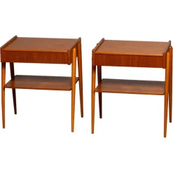 Pamono Teak Nightstands from Carlström & Co Mobelfabrik, Sweden, 1950s, Set of 2 New