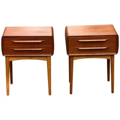 Pamono Teak Nightstands with Oak Legs attributed to Johannes Andersen, 1964, Set of 2