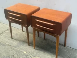 Pamono Teak Nightstands with Oak Legs attributed to Johannes Andersen, 1964, Set of 2