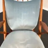 Pamono Teak Rocking Chair with Mohair Velvet Cover in Ice Blue by Frank Reenskaug for Bramin, Denmark, 1960s Clearance
