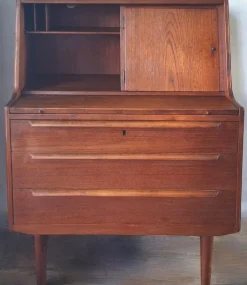 Pamono Teak Secretary with Drawers and Hidden Mirror from AG Aarhus, Denmark, 1960s Hot