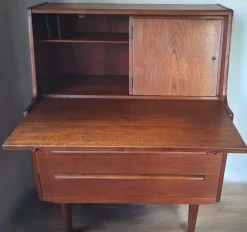 Pamono Teak Secretary with Drawers and Hidden Mirror from AG Aarhus, Denmark, 1960s Hot