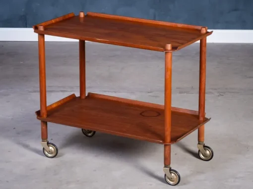 Pamono Teak Serving Bar Cart by Poul Hundevad, 1960s New