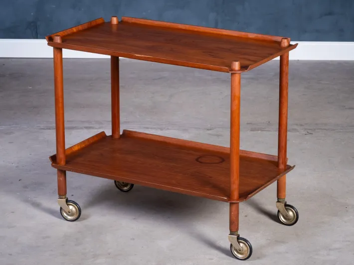 Pamono Teak Serving Bar Cart by Poul Hundevad, 1960s New
