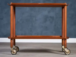 Pamono Teak Serving Bar Cart by Poul Hundevad, 1960s New