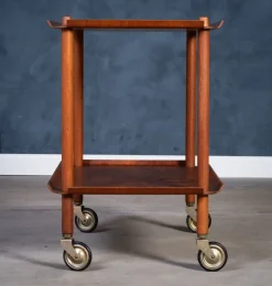 Pamono Teak Serving Bar Cart by Poul Hundevad, 1960s New