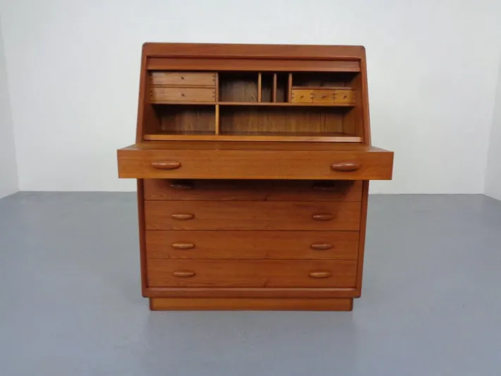 Pamono Teak Tambour Secretary from Dyrlund, 1960s Online